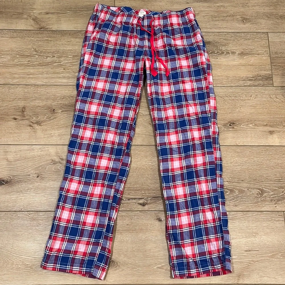 J.Crew Men’s Plaid Flannel Pajama Pants Small Red Blue Cotton Lounge